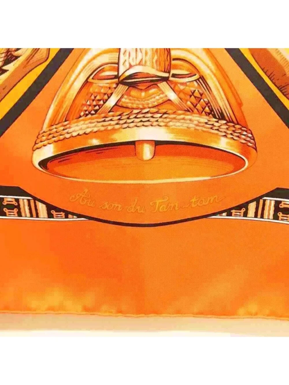 Hermes Au Son du Tam Carre 90 Large Scarf Orange